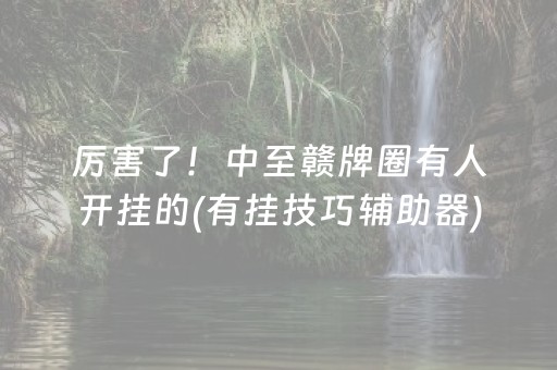 厉害了！中至赣牌圈有人开挂的(有挂技巧辅助器)