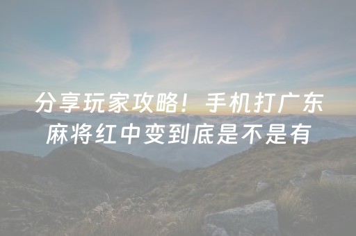 分享玩家攻略！手机打广东麻将红中变到底是不是有挂(确实有挂)