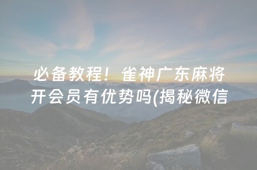 必备教程！雀神广东麻将开会员有优势吗(揭秘微信里自建房怎么赢)