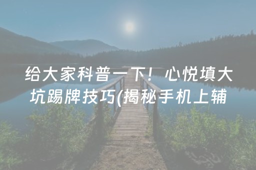 给大家科普一下！心悦填大坑踢牌技巧(揭秘手机上辅牌器)