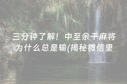 三分钟了解！中至余干麻将为什么总是输(揭秘微信里赢的秘诀)