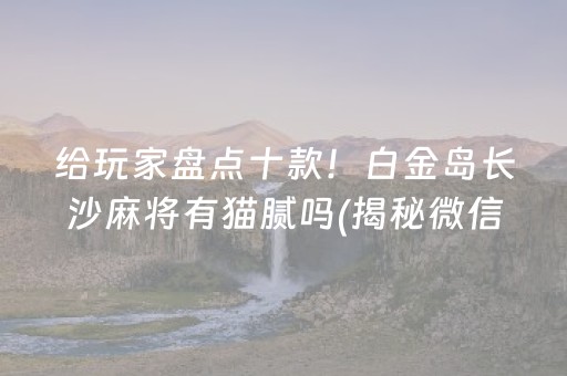 给玩家盘点十款！白金岛长沙麻将有猫腻吗(揭秘微信里插件购买)