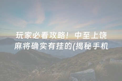 玩家必看攻略！中至上饶麻将确实有挂的(揭秘手机上如何让牌变好)