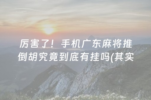 厉害了！手机广东麻将推倒胡究竟到底有挂吗(其实确实有挂)