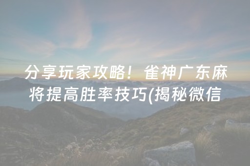 分享玩家攻略！雀神广东麻将提高胜率技巧(揭秘微信里提高胜率)