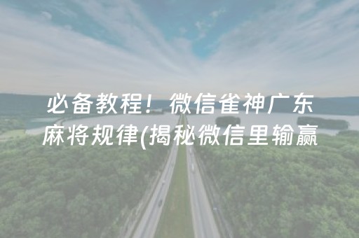 必备教程！微信雀神广东麻将规律(揭秘微信里输赢规律)