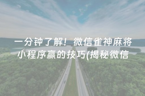 一分钟了解！微信雀神麻将小程序赢的技巧(揭秘微信里怎么容易赢)