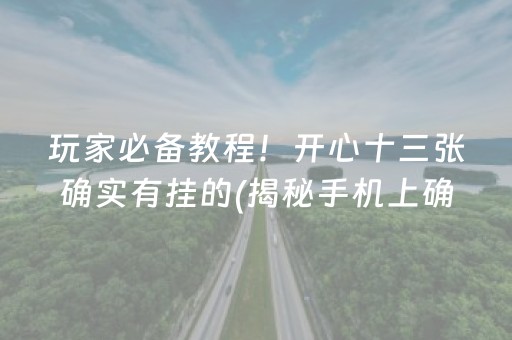 玩家必备教程！开心十三张确实有挂的(揭秘手机上确实有猫腻)