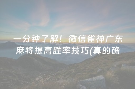 一分钟了解！微信雀神广东麻将提高胜率技巧(真的确实是有挂)