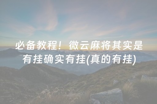 必备教程！微云麻将其实是有挂确实有挂(真的有挂)