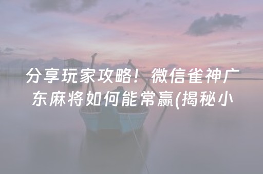 分享玩家攻略！微信雀神广东麻将如何能常赢(揭秘小程序助手软件)