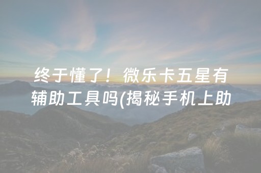 终于懂了！微乐卡五星有辅助工具吗(揭秘手机上助赢神器购买)