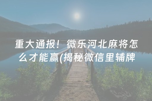 重大通报！微乐河北麻将怎么才能赢(揭秘微信里辅牌器)