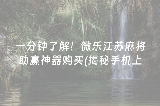 一分钟了解！微乐江苏麻将助赢神器购买(揭秘手机上自建房怎么赢)