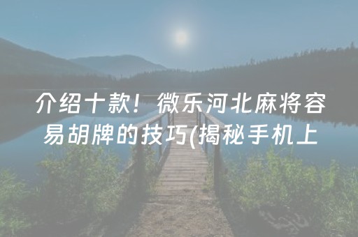 介绍十款！微乐河北麻将容易胡牌的技巧(揭秘手机上攻略插件)