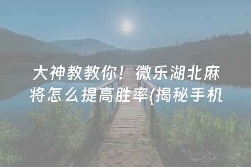 大神教教你！微乐湖北麻将怎么提高胜率(揭秘手机上输赢规律)