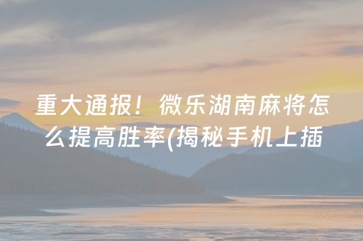 重大通报！微乐湖南麻将怎么提高胜率(揭秘手机上插件购买)