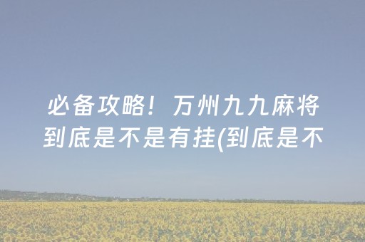 必备攻略！万州九九麻将到底是不是有挂(到底是不是有挂)