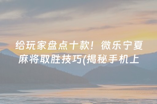 给玩家盘点十款！微乐宁夏麻将取胜技巧(揭秘手机上插件免费)