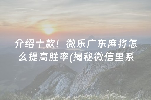 介绍十款！微乐广东麻将怎么提高胜率(揭秘微信里系统发好牌)