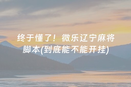 终于懂了！微乐辽宁麻将脚本(到底能不能开挂)