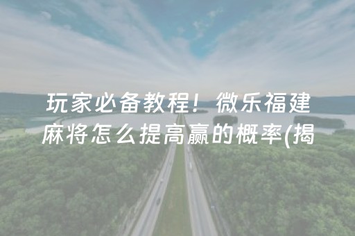 玩家必备教程！微乐福建麻将怎么提高赢的概率(揭秘微信里系统发好牌)