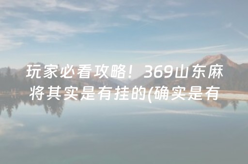 玩家必看攻略！369山东麻将其实是有挂的(确实是有挂)