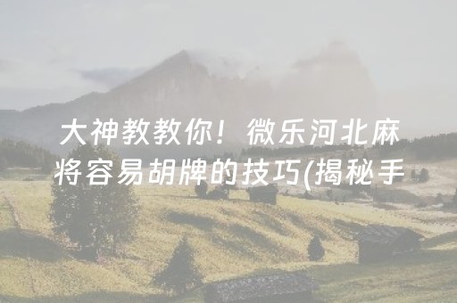 大神教教你！微乐河北麻将容易胡牌的技巧(揭秘手机上最新神器下载)