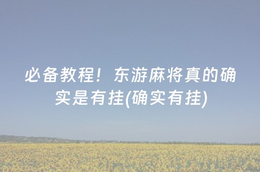 必备教程！东游麻将真的确实是有挂(确实有挂)