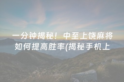 一分钟揭秘！中至上饶麻将如何提高胜率(揭秘手机上必备神器)