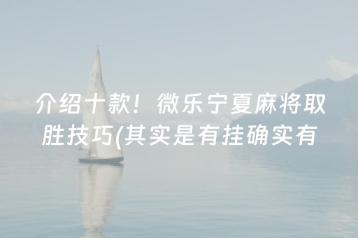 介绍十款！微乐宁夏麻将取胜技巧(其实是有挂确实有挂)