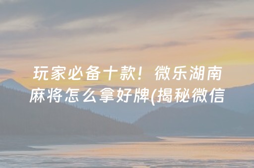 玩家必备十款！微乐湖南麻将怎么拿好牌(揭秘微信里助攻神器)