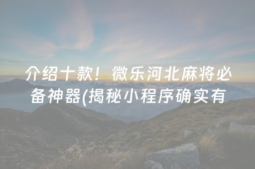 介绍十款！微乐河北麻将必备神器(揭秘小程序确实有猫腻)