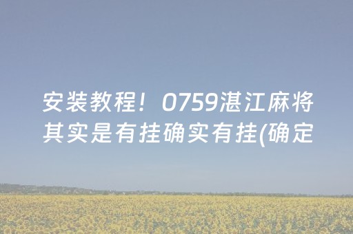 安装教程！0759湛江麻将其实是有挂确实有挂(确定是有挂)