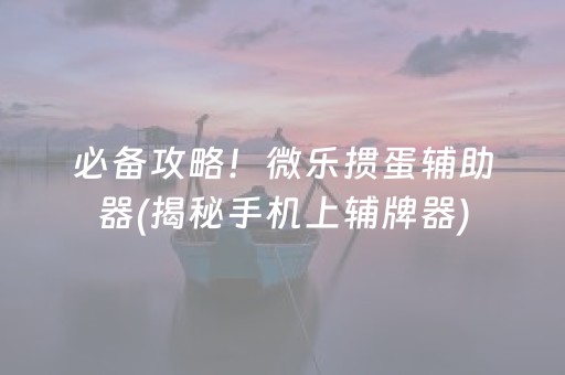 必备攻略！微乐掼蛋辅助器(揭秘手机上辅牌器)