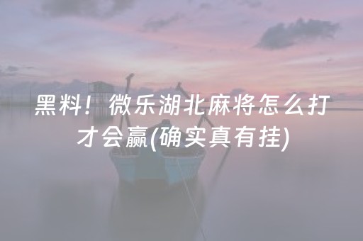 黑料！微乐湖北麻将怎么打才会赢(确实真有挂)