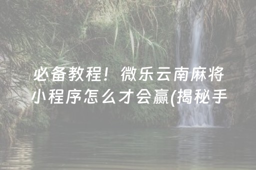 必备教程！微乐云南麻将小程序怎么才会赢(揭秘手机上提高胜率)