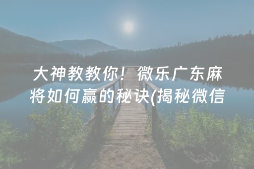 大神教教你！微乐广东麻将如何赢的秘诀(揭秘微信里助手软件)