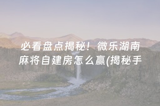 必看盘点揭秘！微乐湖南麻将自建房怎么赢(揭秘手机上提高胜率)