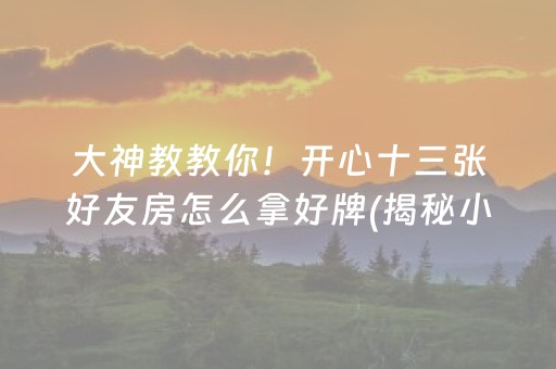 大神教教你！开心十三张好友房怎么拿好牌(揭秘小程序提高胜率)