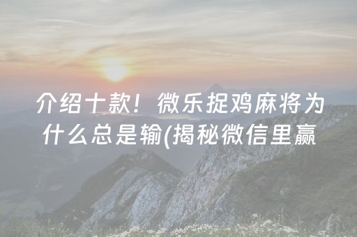 介绍十款！微乐捉鸡麻将为什么总是输(揭秘微信里赢牌的技巧)