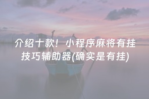 介绍十款！小程序麻将有挂技巧辅助器(确实是有挂)