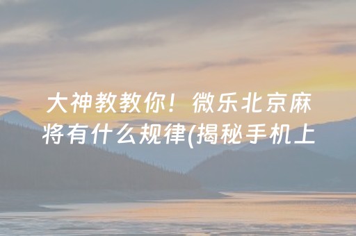 大神教教你！微乐小程序麻将辅牌器(揭秘微信里赢牌技巧)