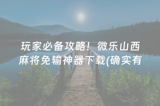 玩家必备攻略！微乐山西麻将免输神器下载(确实有挂吗)