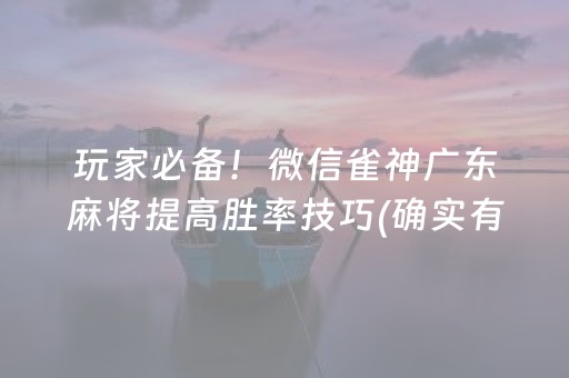 玩家必备！微信雀神广东麻将提高胜率技巧(确实有挂)