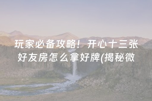 玩家必备攻略！开心十三张好友房怎么拿好牌(揭秘微信里最新神器下载)