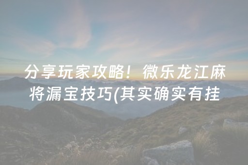 分享玩家攻略！微乐龙江麻将漏宝技巧(其实确实有挂)