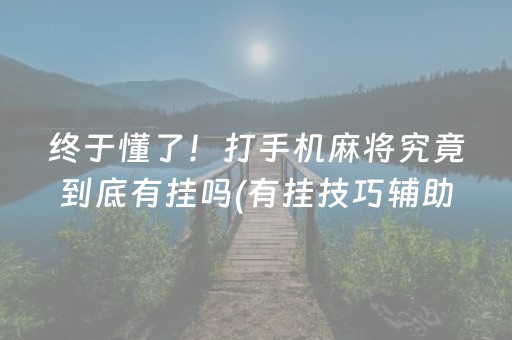 终于懂了！打手机麻将究竟到底有挂吗(有挂技巧辅助器)