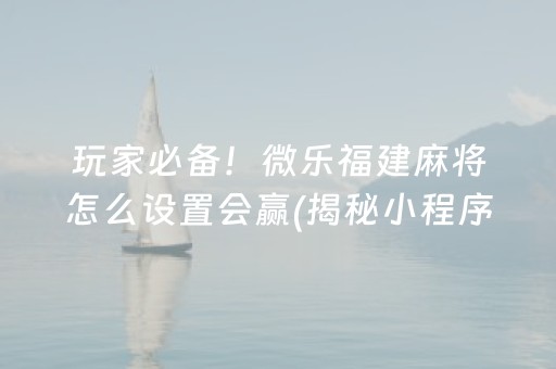 玩家必备！微乐福建麻将怎么设置会赢(揭秘小程序助手软件)