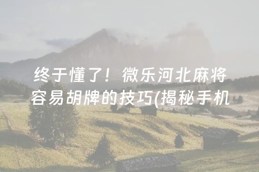 终于懂了！微乐河北麻将容易胡牌的技巧(揭秘手机上自建房怎么赢)